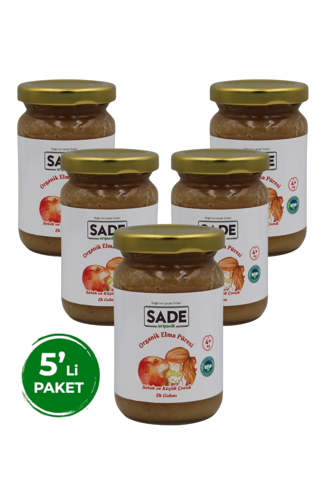 Organik Elma Püresi 100gr +4 Ay ( 5'li Paket )