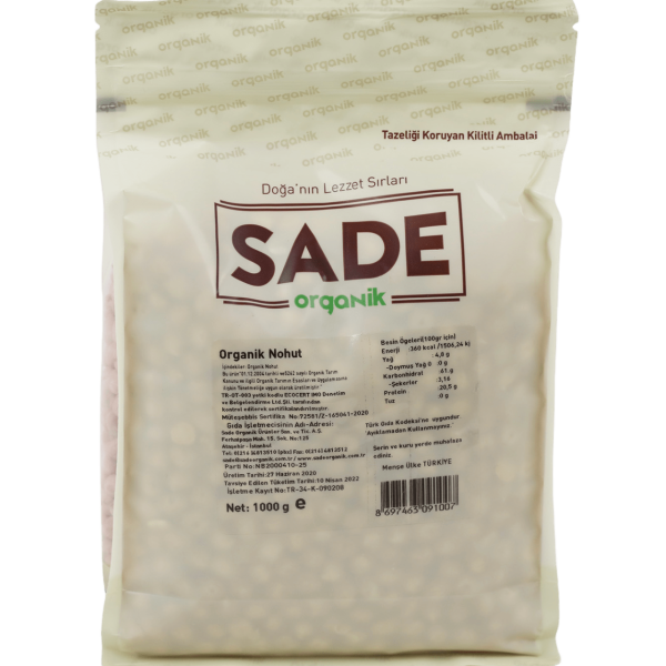 Sade Organik Nohut 1000 gr