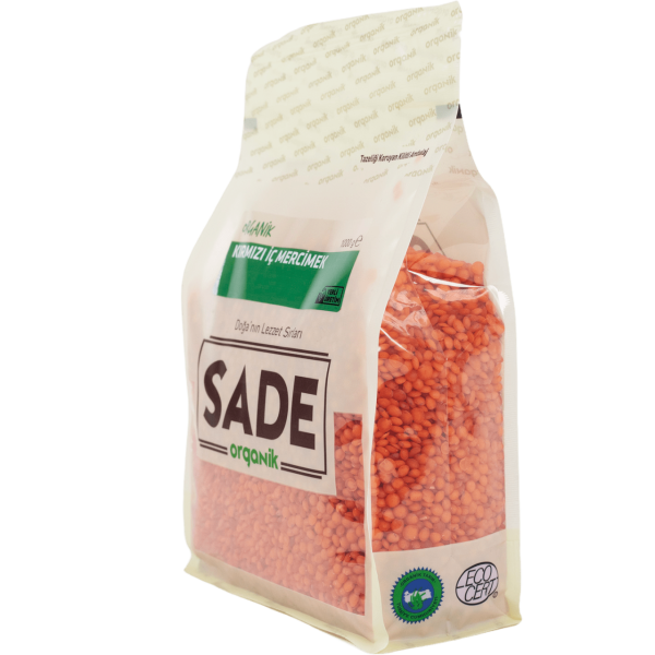 Sade Organik Kırmızı Mercimek 1000 gr