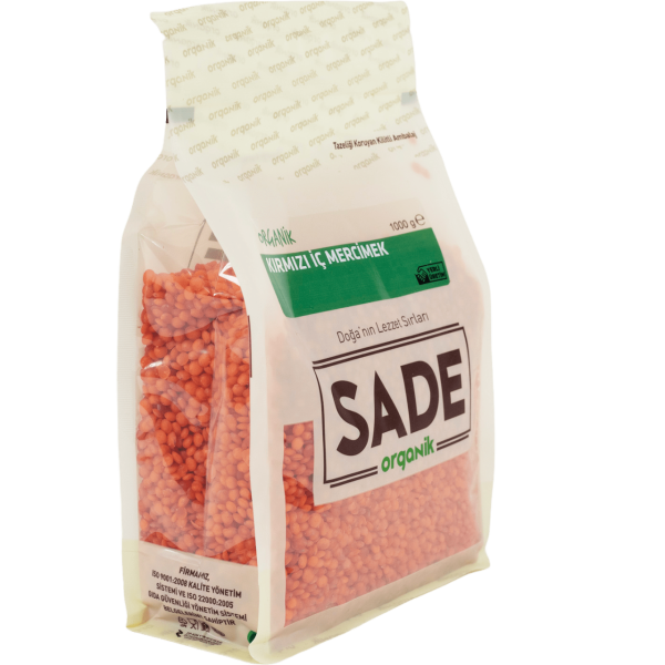 Sade Organik Kırmızı Mercimek 1000 gr
