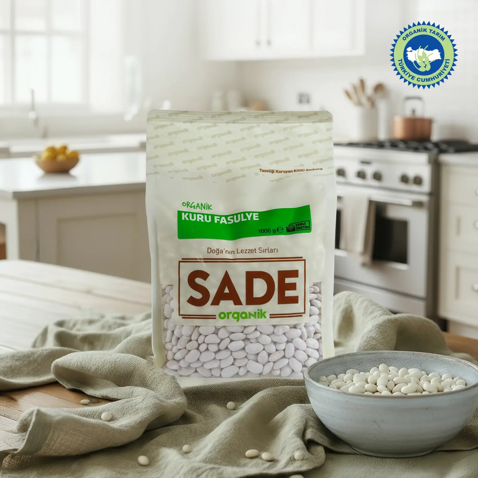 Sade Organik Kuru Fasulye 1000 gr