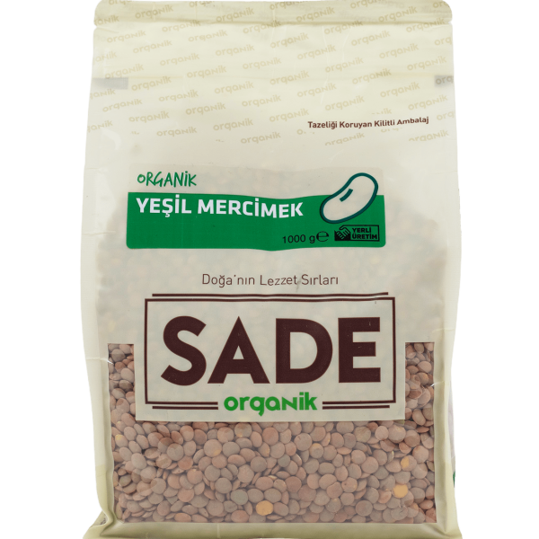 Sade Organik Yeşil Mercimek 1000 gr