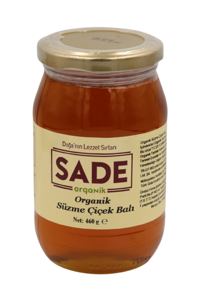 Sade Organik Süzme Çiçek Balı 460 gr