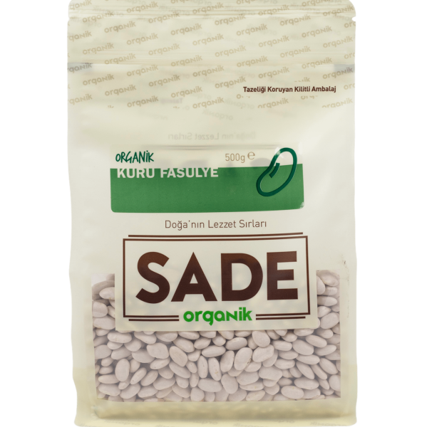 Sade Organik Kuru Fasulye 500 gr görseli.