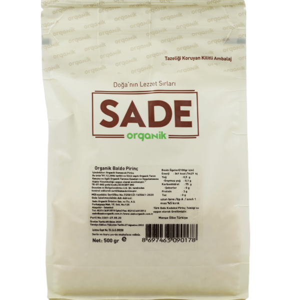 SADE ORGANİK PİRİNÇ 500 GR