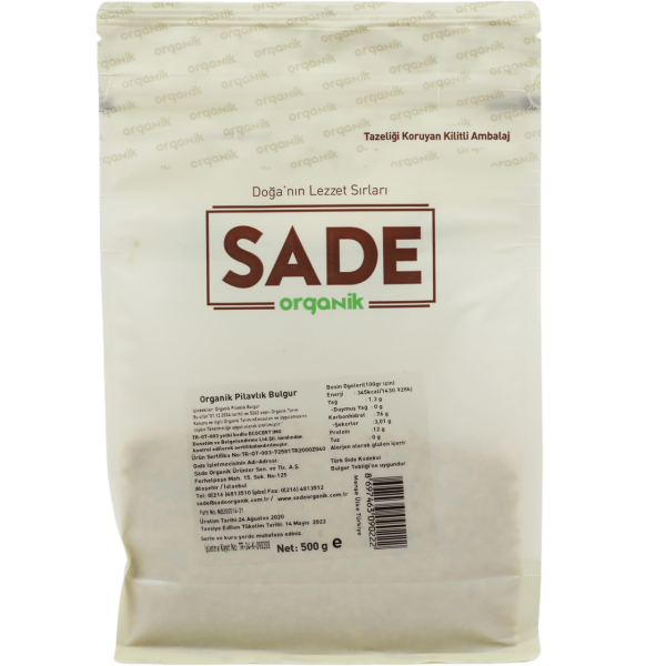 Sade Organik Pilavlık Bulgur 500 gr