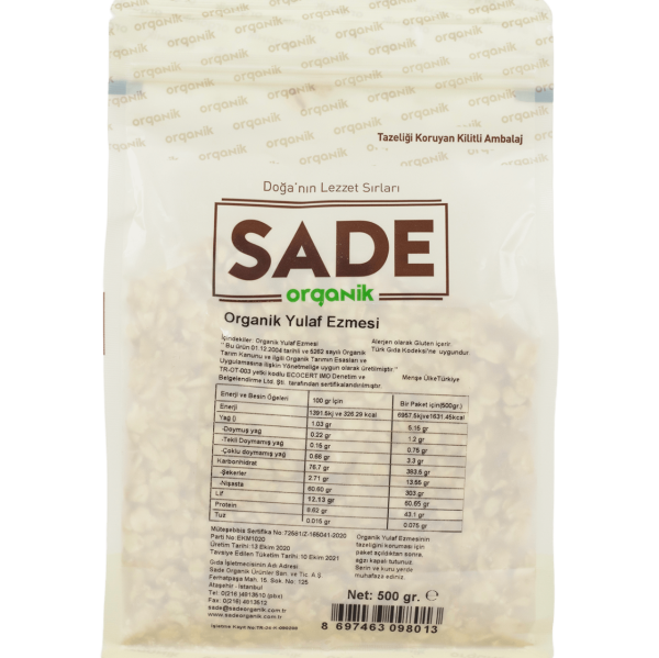 Sade Organik Yulaf Ezmesi 500g