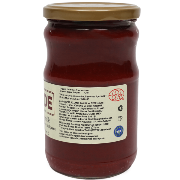 Sade Organik Karışık Salça (Domates ve Biber) 650 gr