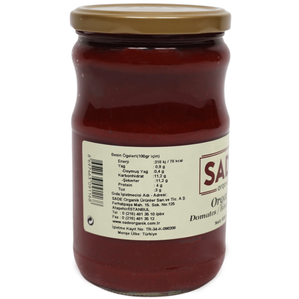 Sade Organik Karışık Salça (Domates ve Biber) 650 gr