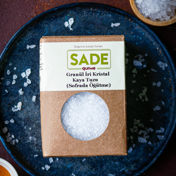 Sade Gurme Granül iri Kristal Kaya Tuzu 500gr ( Sofrada Öğütme ) görseli.