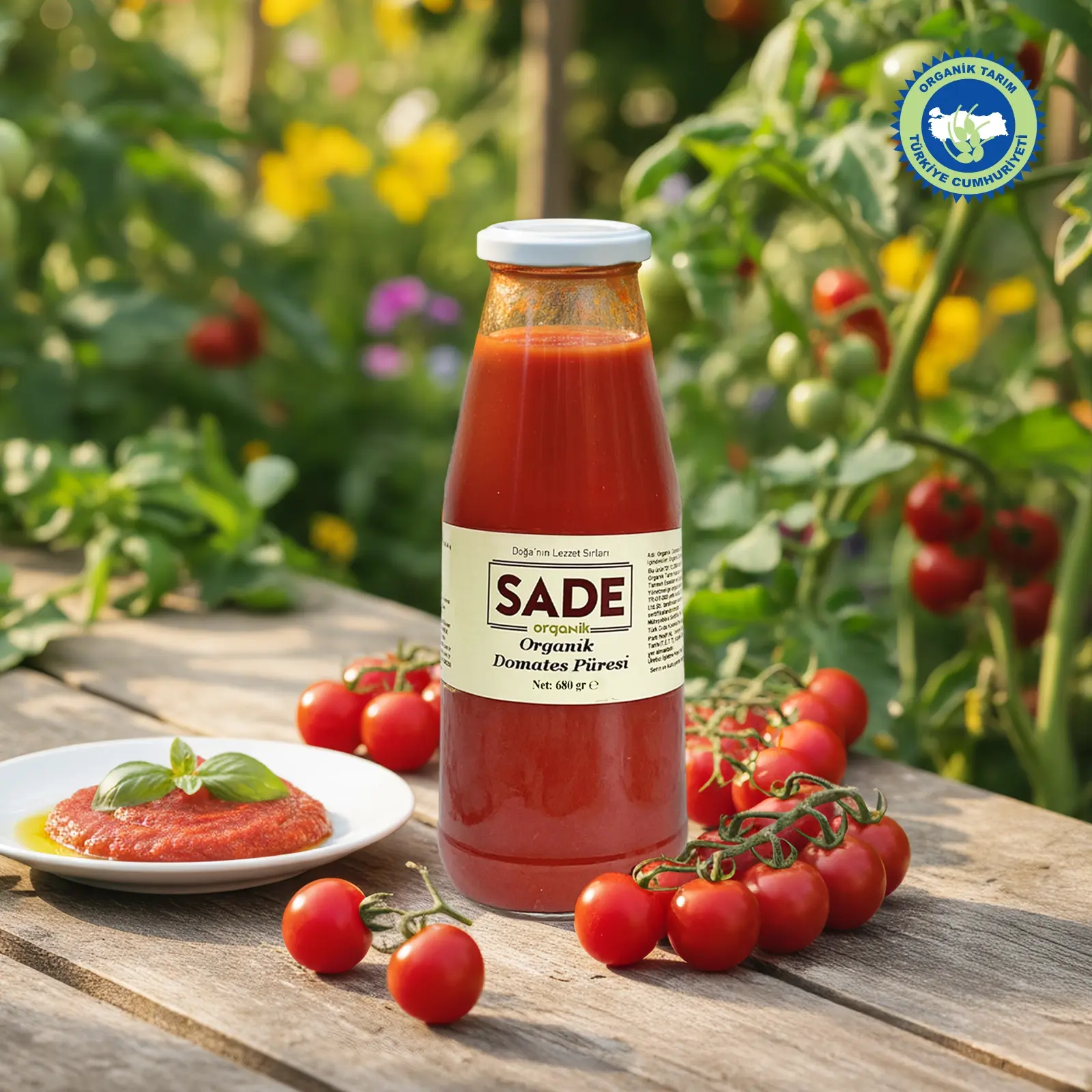 Sade Organik Domates Püresi 680 gr.