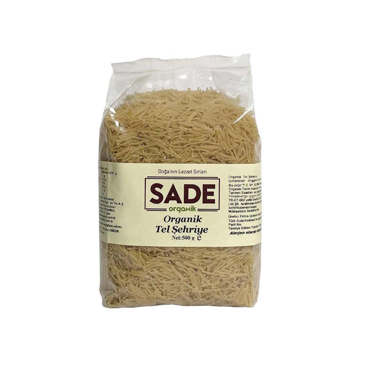 Sade Organik Tel Şehriye 500 Gr