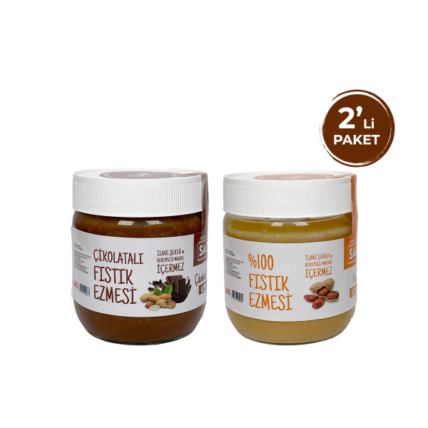 %100 Yer Fıstığı Ezmesi 360gr ve Çikolatalı Fıstık Ezmesi 360gr