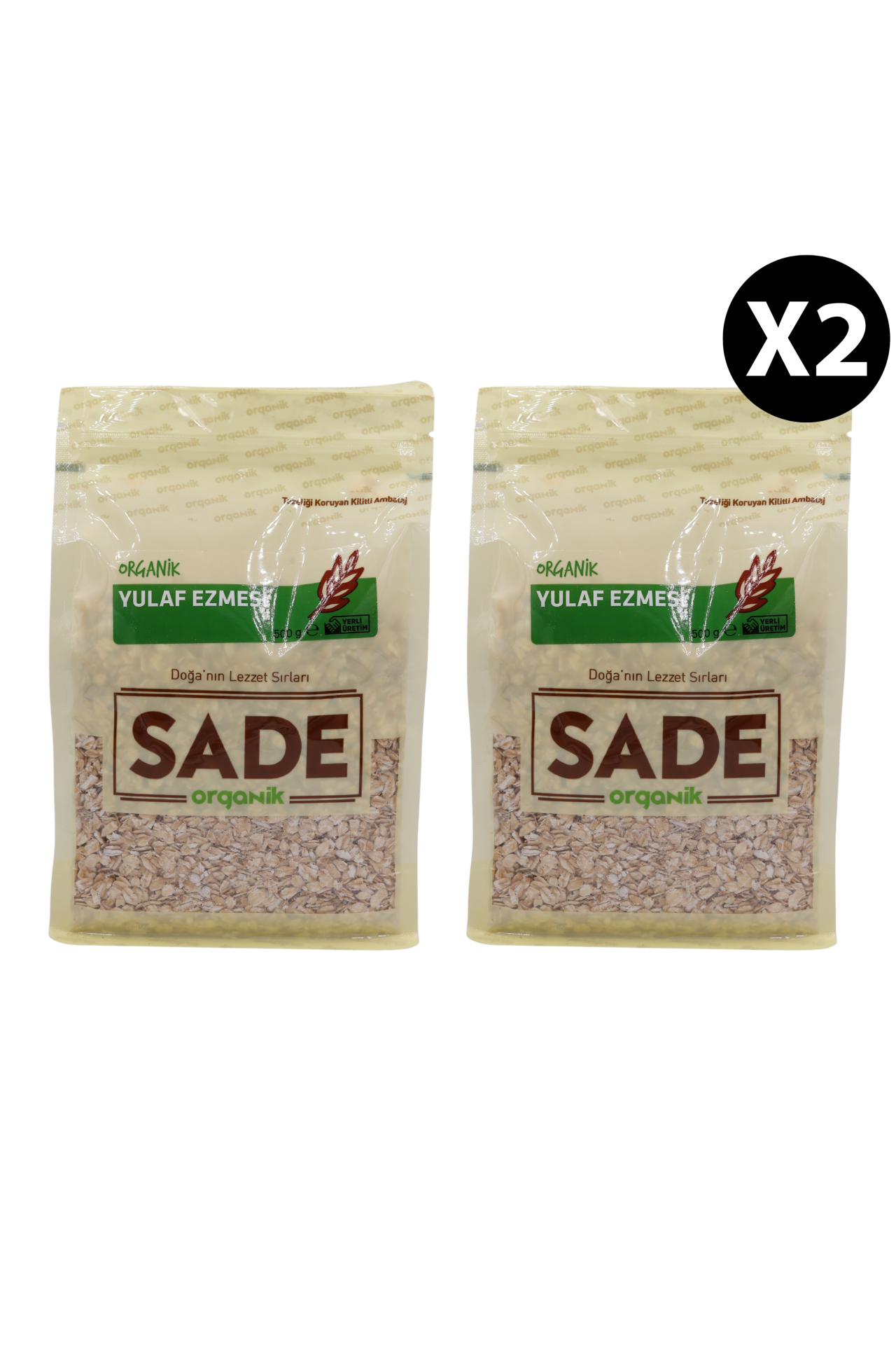Sade Organik Yulaf Ezmesi 500 Gr 2 ' li Paket