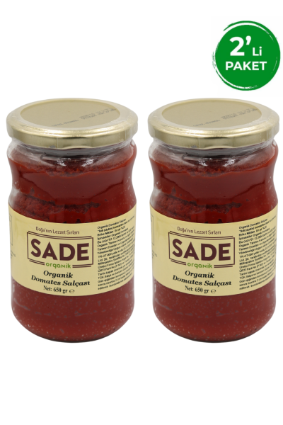 Sade Organik Domates Salçası 650 gr 2'li Paket