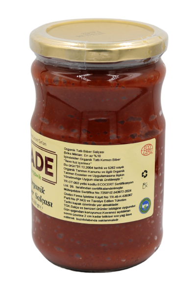 Sade Organik Biber Salçası 610 Gr 2 ' li Paket