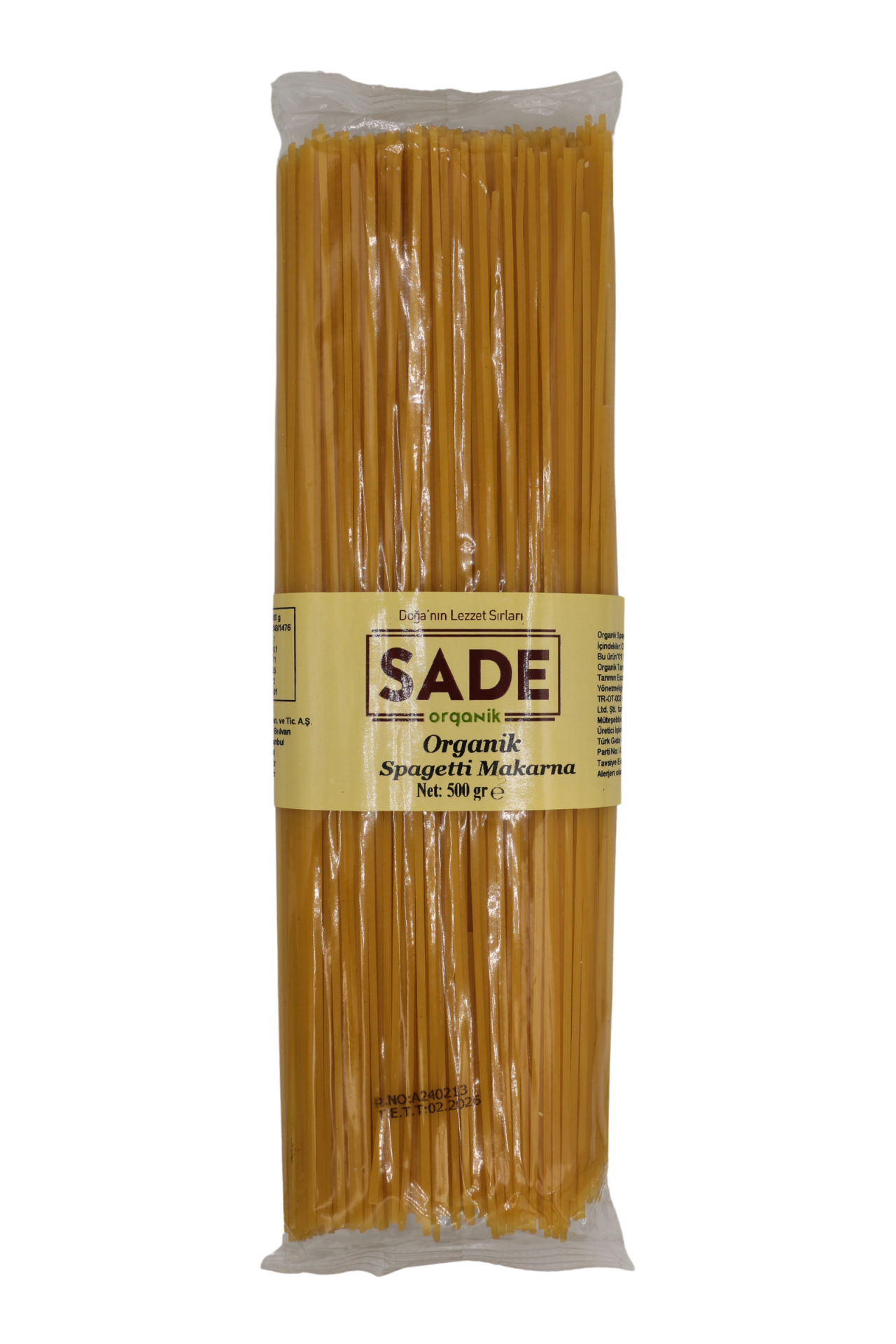 Sade Organik Spagetti Makarna 500 GR