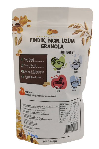 SADE GURME İNCİR ÜZÜM FINDIK GRANOLA 200 GR.