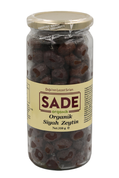 Sade Organik Siyah Zeytin 310 GR görseli.