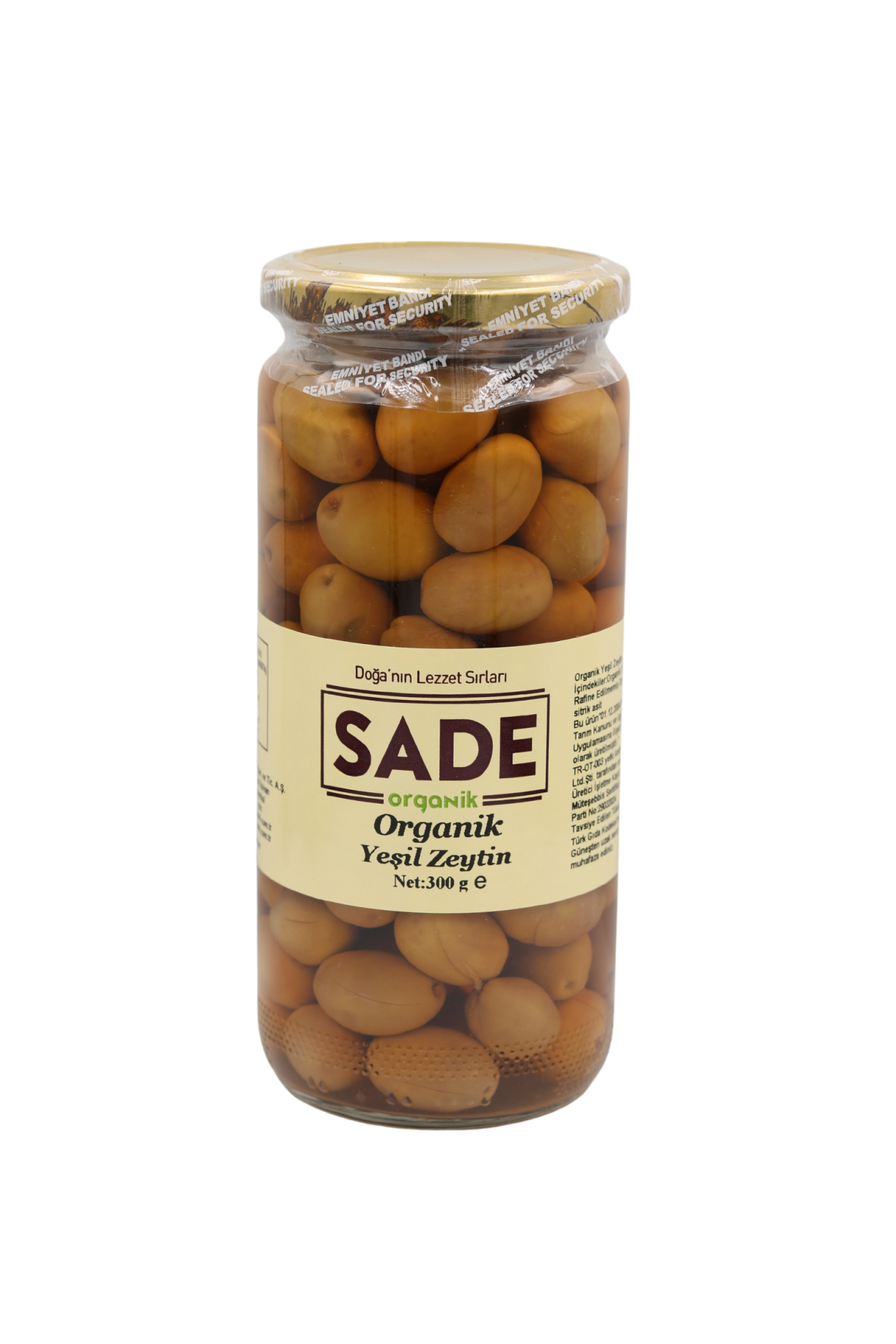Sade Organik Yeşil Zeytin 300 GR