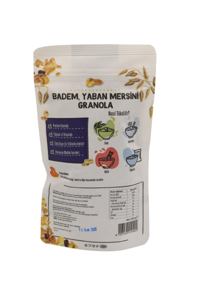 Sade Gurme Yaban Mersini Badem Granola - 200 g | Katkısız ve Doğal