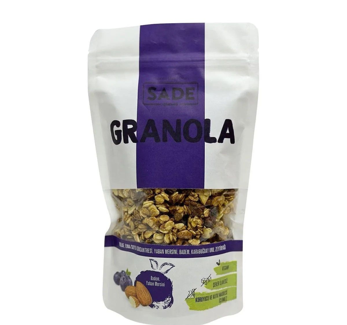 Sade Gurme Yaban Mersini Badem Granola - 200 g | Katkısız ve Doğal