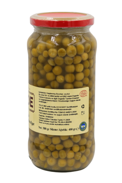 Sade Organik Haşlanmış Bezelye - 400 g x 4 Paket | Doğal ve Katkısız