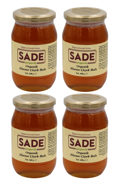 Sade Organik Süzme Çiçek Balı 460 gr 4'lü Paket (4x460gr )