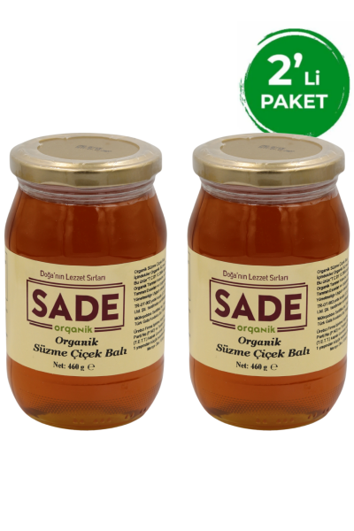 Sade Organik Süzme Çiçek Balı 460 gr 2'Lİ Paket görseli.