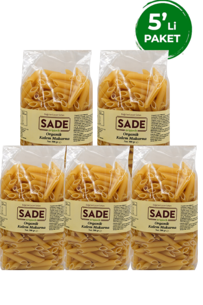 Sade Organik Kalem Makarna 500 gr 5'li Paket