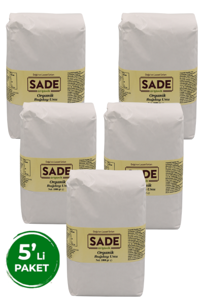 Organik Beyaz Buğday Unu – Katkısız, Doğal ve Sağlıklı - 1000 g x 5 Paket