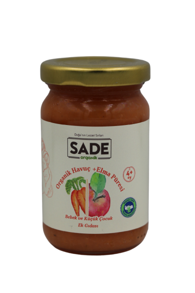Sade Organik Havuç-Elma Püresi 100gr  (+4 Ay)