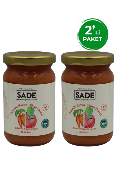 Organik Havuç-Elma Püresi 100gr +4 Ay ( 2'li Paket )