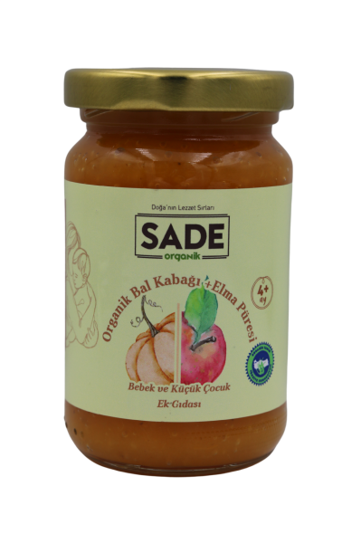 Sade Organik Bal Kabağı – Elma Püresi 100 gr (+4 Ay)