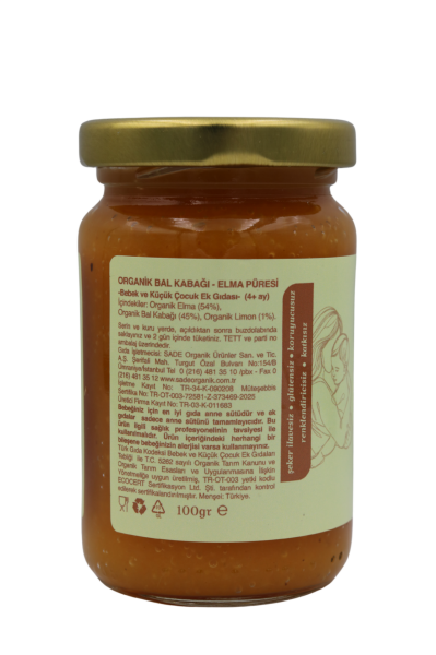 Organik Bal Kabağı-Elma Püresi 100gr  (4+ay)