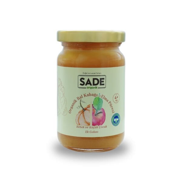 Sade Organik Bal Kabağı – Elma Püresi 100 gr (+4 Ay)