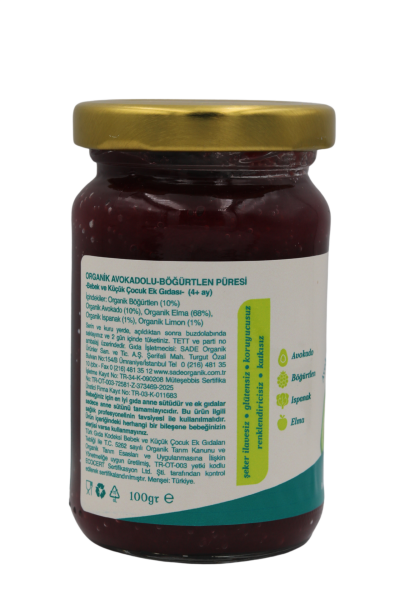 Organik Avokadolu Böğürtlen Püresi 100gr  ( 4+ay )