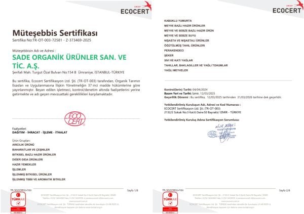 Sade Organik Mürdüm Erik Püresi 100 gr (+4 Ay)