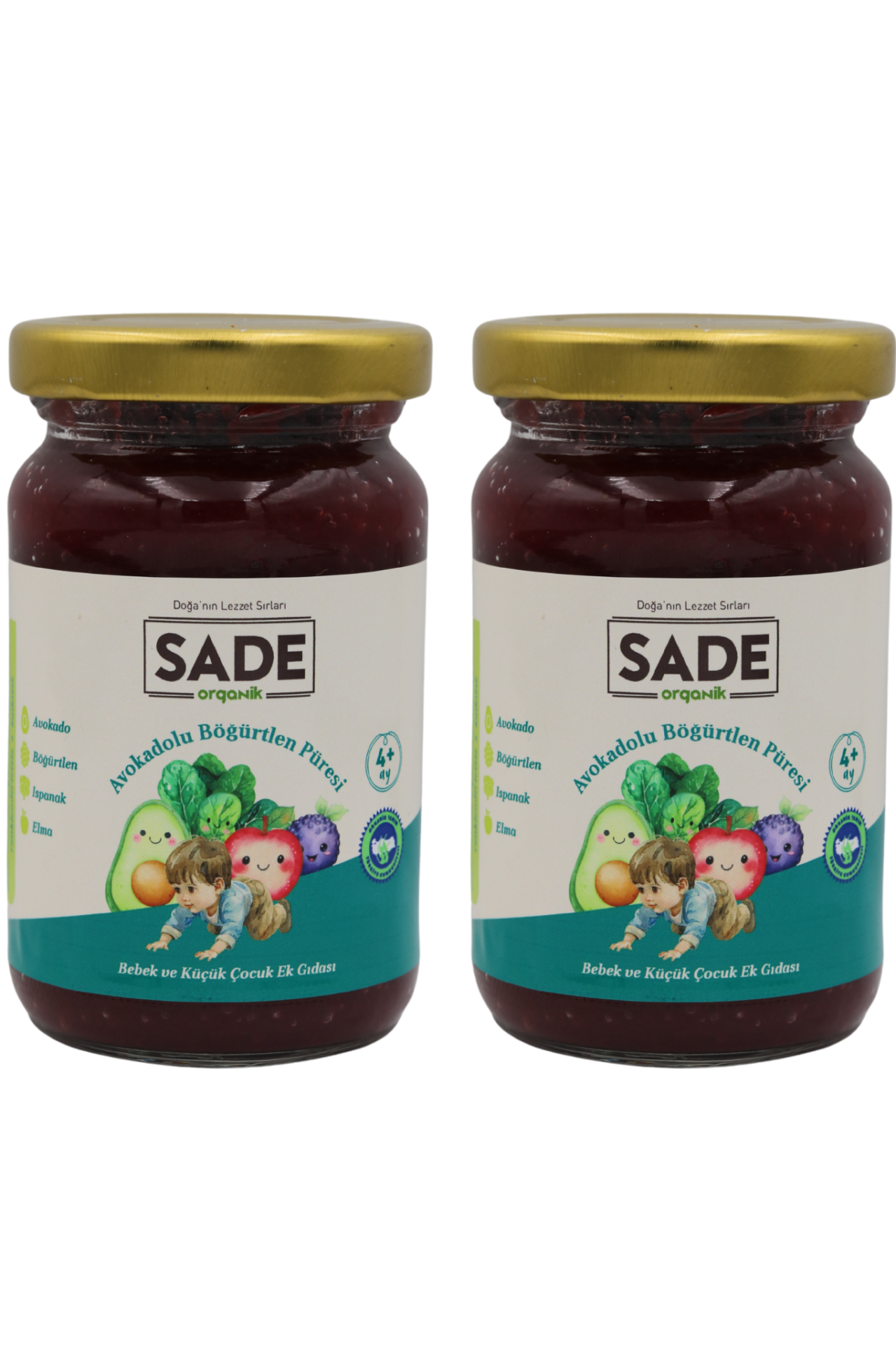 Sade Organik Meyve Püresi - Avokadolu Böğürtlen 100 gr x 2 (+4 Ay)