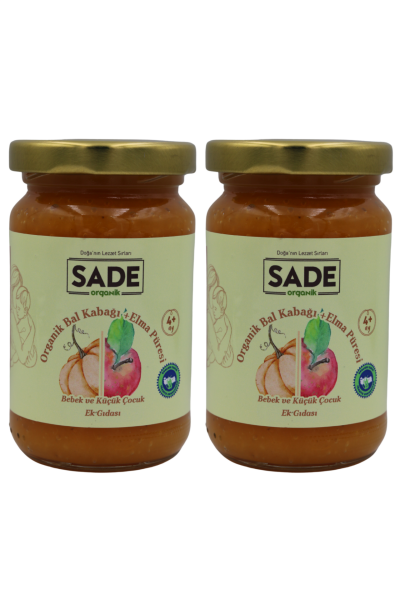 Sade Organik Meyve Püresi Bal Kabağı–Elma 100 gr x 2 (+4 Ay)