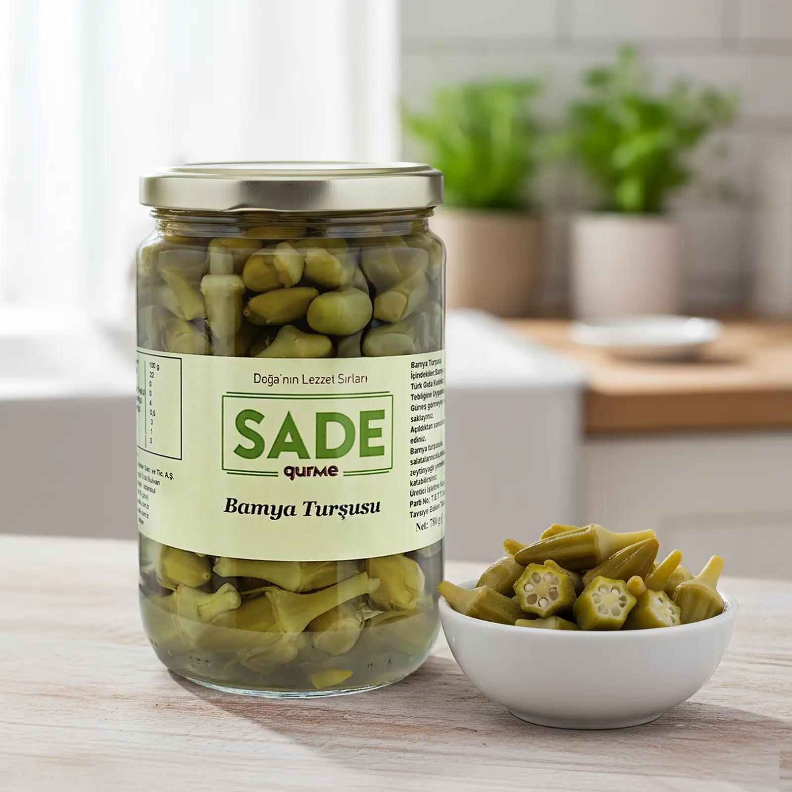 Sade Gurme Bamya Turşusu - 780 Gr. | Katkısız Lezzet